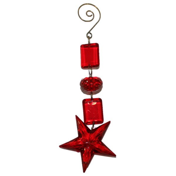 Χριστουγεννιάτικο Ακρυλικό Κόκκινο Αστέρι, με Πετράδια (14cm)